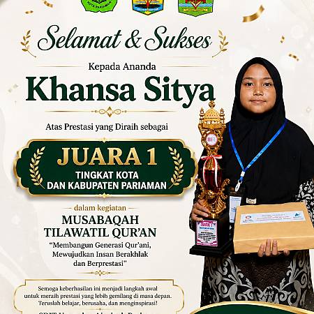 Siswa SDIT Unggulan Aisyiyah Pariaman Raih Juara 1 MTQ Tingkat Kota dan Kabupaten Padang Pariaman
