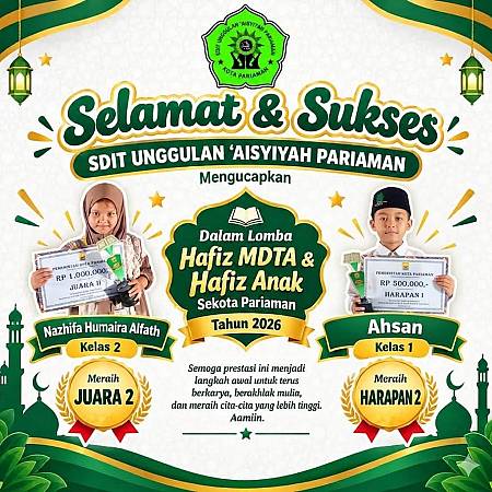 Siswa SD IT Unggulan Aisyiyah Pariaman Kembali Torehkan Prestasi Tingkat Kota