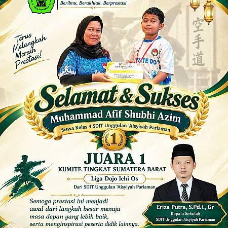 Siswa SD IT Unggulan Aisyiyah Pariaman Raih Juara 1 Liga Dojo Ichi Os Tingkat Sumatera Barat